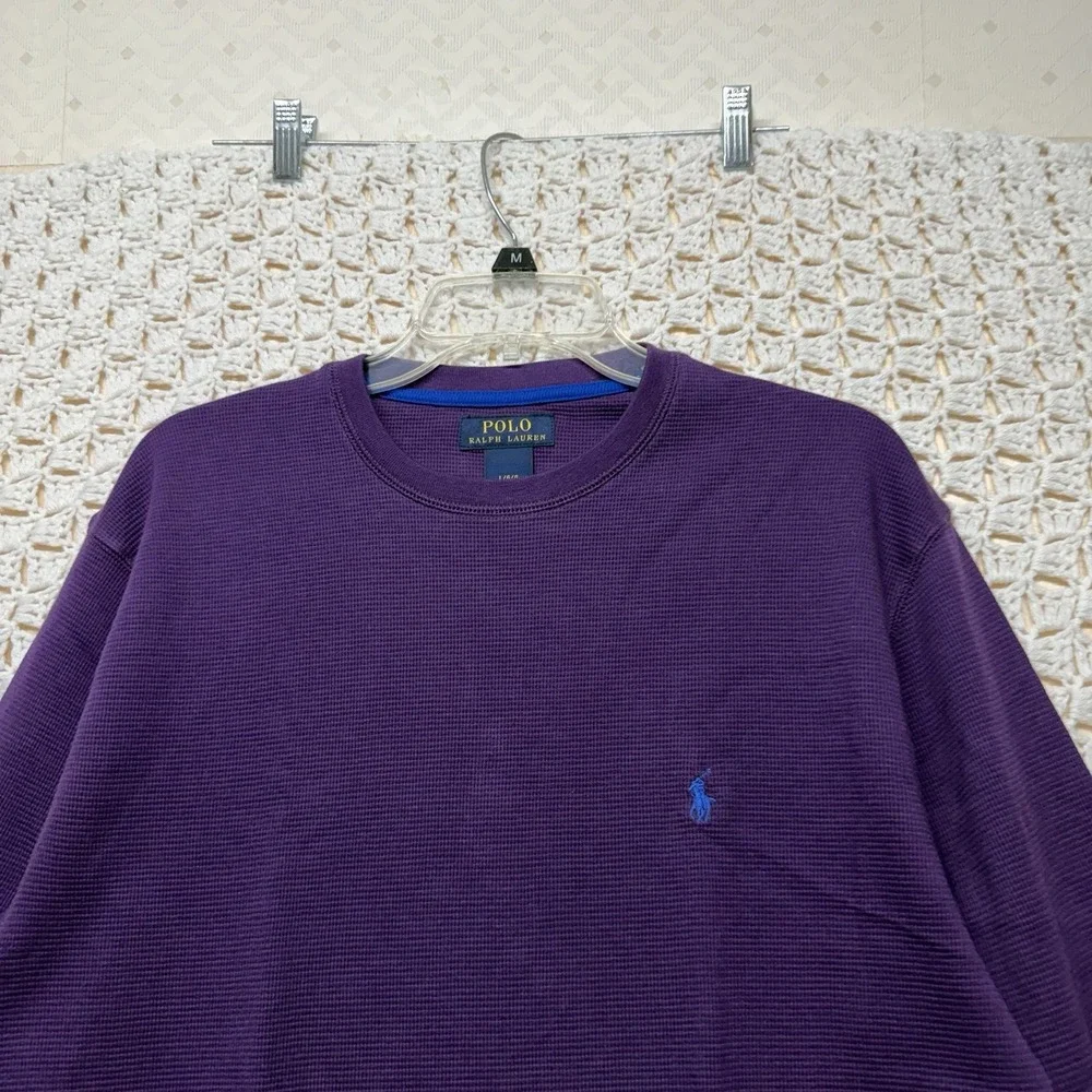 Polo Ralph Lauren Shirt Mens Sz L Purple Heather Thermal Waffle Knit 100%Cotton